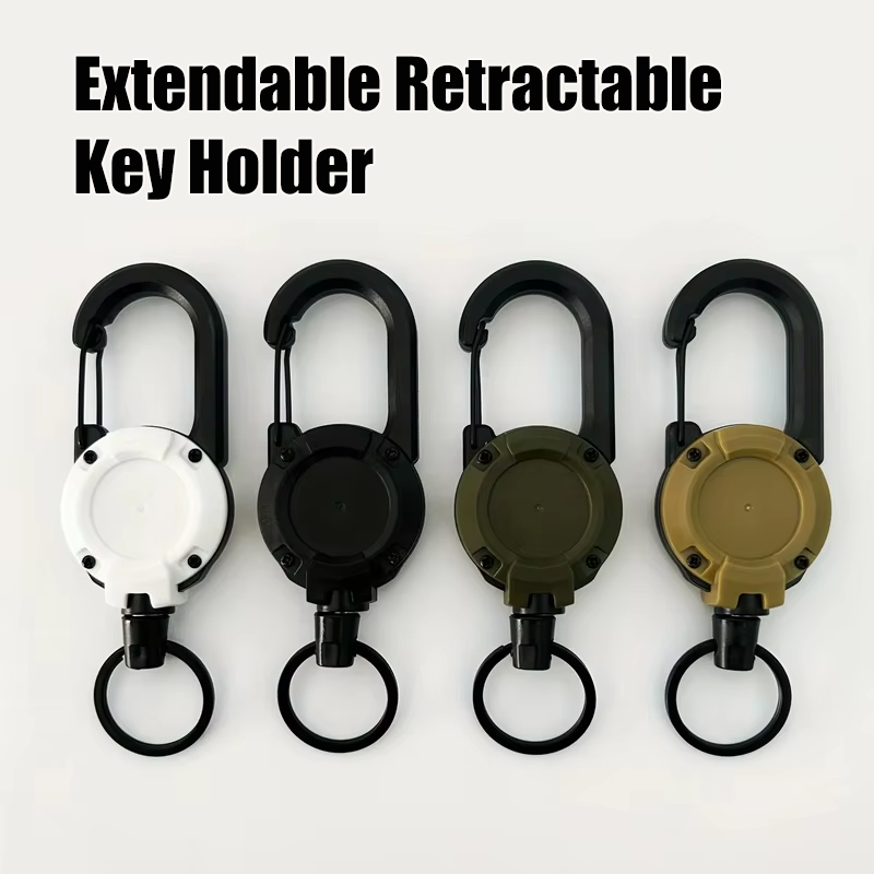 Reel Bag - Uitschuifbare intrekbare sleutelhouder met karabijnhaak, heavy-duty
